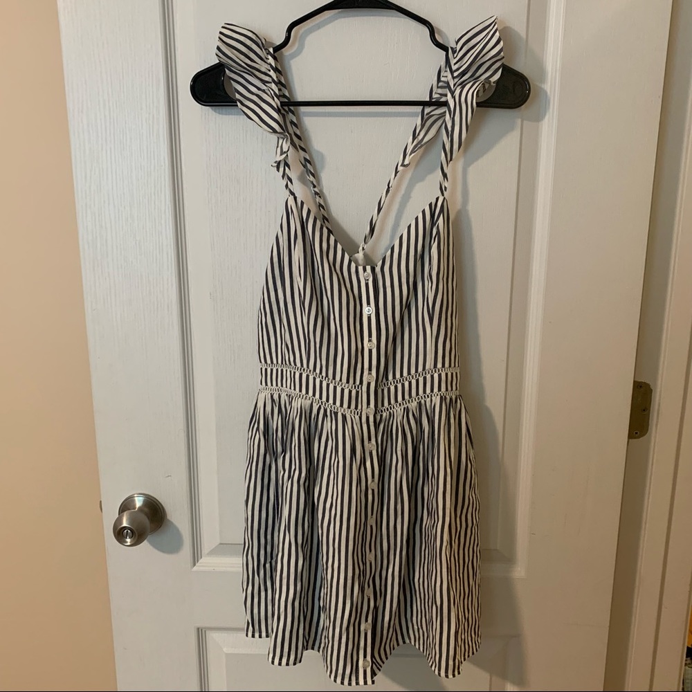 H&M Pinstripe Sundress With Flutter Sleeves - image 1